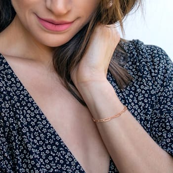 5MM Polished Paperclip Chain Bracelet in 18K Rose Gold Over Sterling Silver