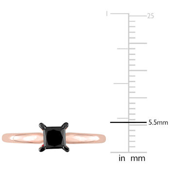 3/4 ct Black Diamond Solitaire Engagement Ring in 14K Rose Gold