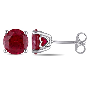 4 4/5 CT TGW Created Ruby Stud Earrings in Sterling Silver