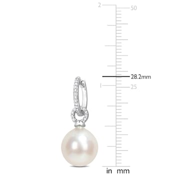 11-11.5MM South Sea Cultured Pearl and 1/10 CT TW Diamond Earrings in
14K White Gold