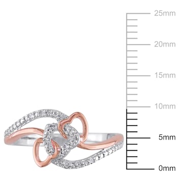 1/10ctw Diamond Intertwined Ring in 2-Tone 18K Rose Gold and Sterling Silver