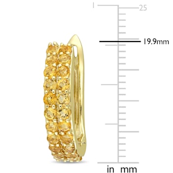 1 7/8 CT TGW Citrine Hoop Earrings in 10K Yellow Gold
