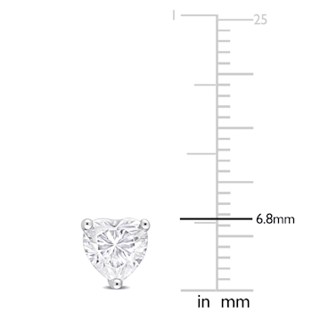 1 1/2 CT TGW Heart Shape Created Moissanite Stud Earrings in Sterling Silver