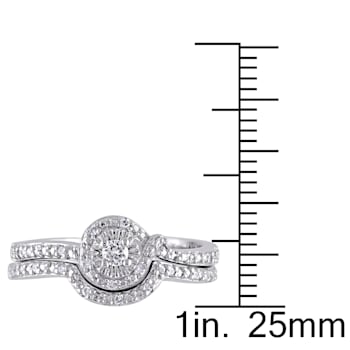 1/7 CT TW Diamond Halo Bridal Set in Sterling Silver