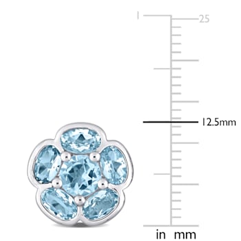 3 1/2 CT TGW Sky Blue Topaz Floral Stud Earrings in Sterling Silver