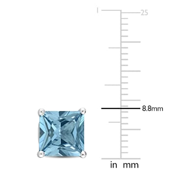 4 CT TGW Square Created Spinel Stud Earrings in Sterling Silver