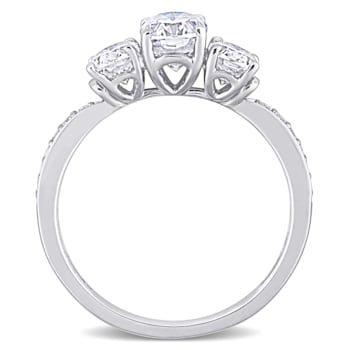 1-4/5 CT DEW Created Moissanite 3-Stone Engagement Ring in 10K White Gold
