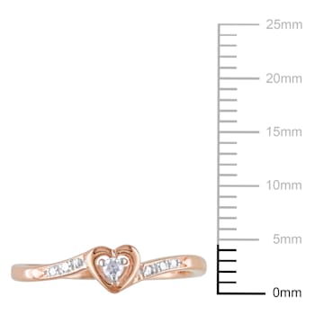 Diamond Heart Ring in 18K Rose Gold Over Sterling Silver