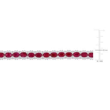 16 4/5 CT TGW Ruby and 2 1/4 CT TW Diamond Bracelet in 14K White Gold
