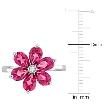 2 4/5 CT TGW Pink Topaz and Diamond Accent Floral Ring in 10K White Gold