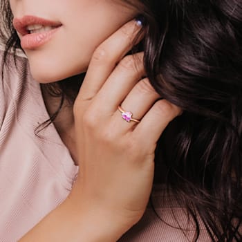 1 CT TGW Created Pink Sapphire and Diamond Accent Heart Swirl Ring in
Rose Plated Sterling Silver
