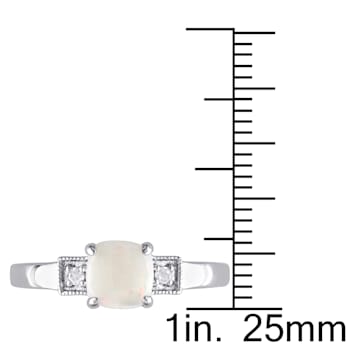 1/2 CT TGW Opal and Diamond Accent Ring in Sterling Silver
