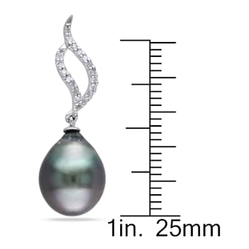 9-9.5MM Tahitian Cultured Pearl and Diamond Accent Drop Earrings in 10K
White Gold