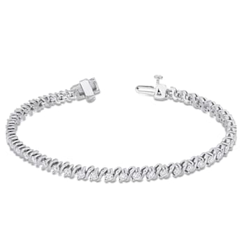 2 3/4 CT DEW Created Moissanite S-Link Tennis Bracelet in Sterling Silver