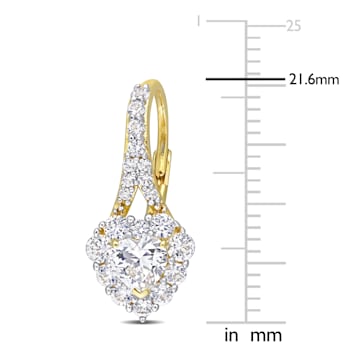 2 2/5 CT TGW Created White Sapphire Halo Heart Earrings in 18k Yellow
Gold Over Sterling Silver