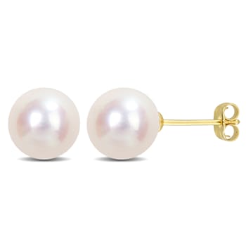 8-8.5MM Freshwater Cultured Pearl Stud Earrings in 14K Yellow Gold