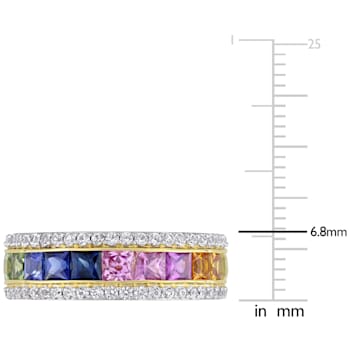 3 CT TGW Multi-Color Sapphire Ring in 14K Yellow Gold