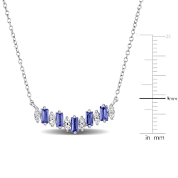 1 1/10 CT TGW Tanzanite and White Topaz Necklace in Sterling Silver