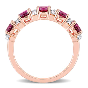 1 3/5 CT TGW Rhodolite and White Topaz Semi Eternity Ring in Rose Plated
Sterling Silver
