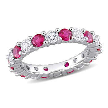 3 3/4 CT TGW Created Ruby and Created White Sapphire Full Eternity Ring
in Sterling Silver