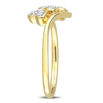 1/10ctw Diamond Triple Heart Bypass Promise Ring in 18K Yellow Gold Over
Sterling Silver