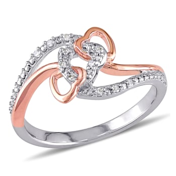 1/10ctw Diamond Intertwined Ring in 2-Tone 18K Rose Gold and Sterling Silver