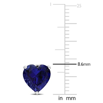 4 1/2 CT TGW Heart Shape Created Blue Sapphire Stud Earrings in Sterling Silver