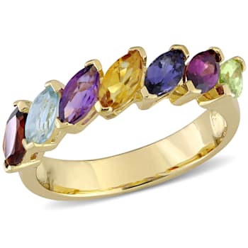 1 4/5 CTW Multi-Gemstone Ring in Yellow Plated Sterling Silver
