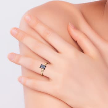 1 ct Black Diamond Solitaire Engagement Ring in 14K Yellow Gold