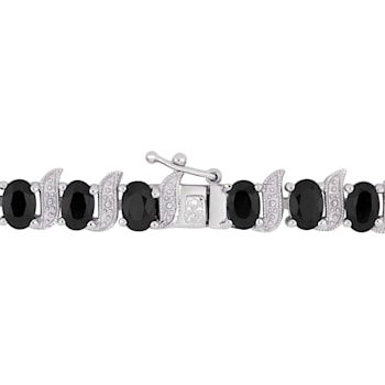 14 7/8 CT TGW Black Sapphire and Diamond Accent S-Link Bracelet in
Sterling Silver