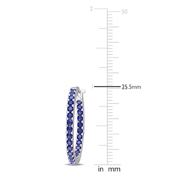 2 4/5 CT TGW Created Blue Sapphire Inside Outside Hoop Earrings in 10K
White Gold