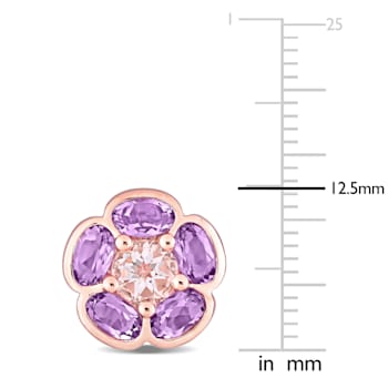 3 1/6 CT TGW Amethyst and White Topaz Stud Earrings in 18K Rose Gold
Over Sterling Silver