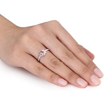 1 1/7 CT TGW Morganite and Diamond Accent Ring in Sterling Silver