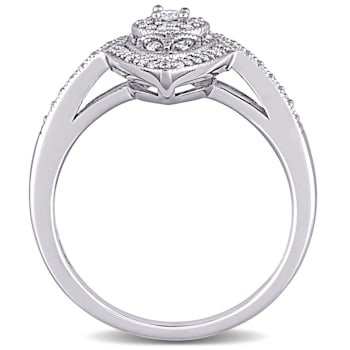 1/4 CT TW Diamond Vintage Marquise Shaped Halo Ring in Sterling Silver
