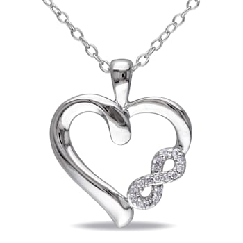 Diamond Infinity Heart Pendant with Chain in Sterling Silver