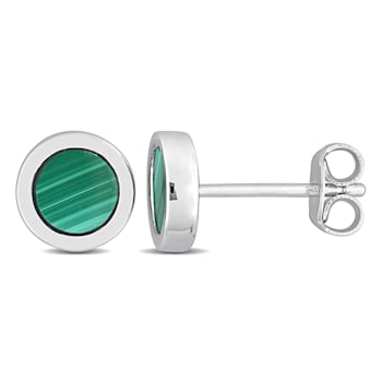 5/8 CT TGW Malachite Stud Earrings in Sterling Silver