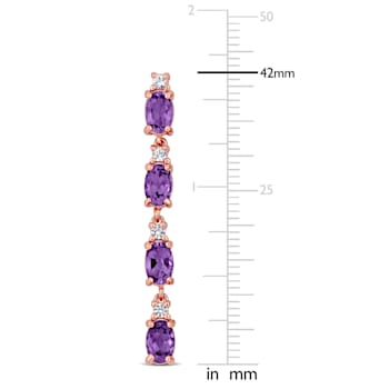 3 5/8 CT TGW Amethyst and White Topaz Drop Earrings in Rose Plated
Sterling Silver