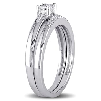 1/6 CT TW Princess Cut Diamond Quad Bridal Set in Sterling Silver