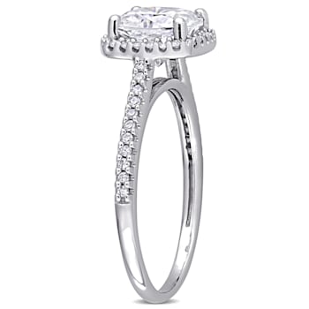 2 CT DEW Created Moissanite and 1/4 CTW Diamond Halo Engagement Ring 14K
White Gold