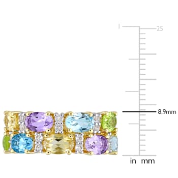 5 CTW Multi-Gemstone Ring in Yellow Plated Sterling Silver