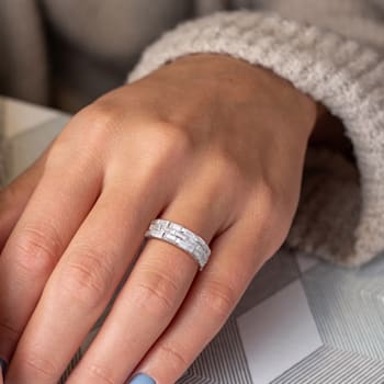 4 5/8 CT DEW Created Moissanite Triple Band Ring in Sterling Silver