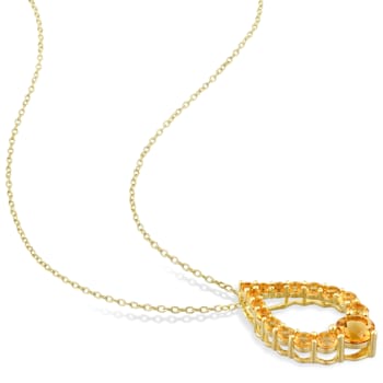 Citrine, Madeira Citrine and Honey Citrine Open Teardrop 18k Gold Plated
Silver Pendant w/Chain