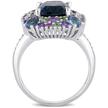 5 4/5 CTW Multi-Gemstone and Diamond Accent Cocktail Ring in Sterling Silver