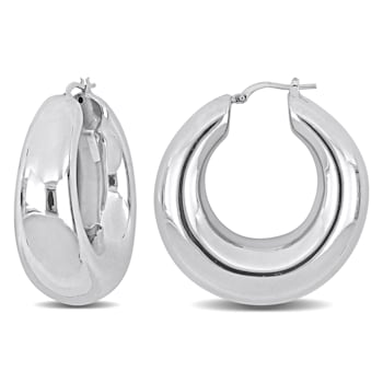 40MM Polished Hoop Earrings in Sterling Silver
