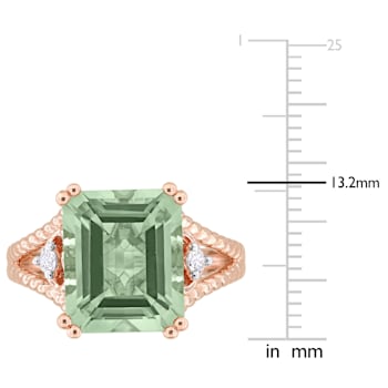 5 5/8 CT TGW Green Quartz and White Topaz Cocktail Ring in Rose Plated
Sterling Silver