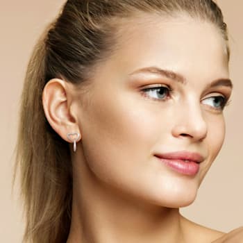 Double Heart Drop Earrings in Sterling Silver