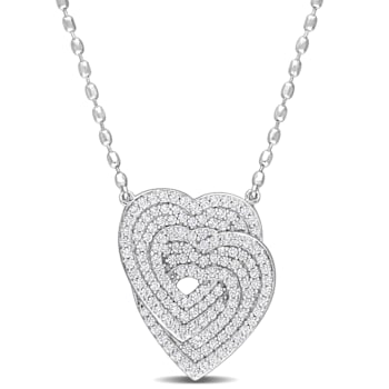 1 2/5 CT TGW Created White Sapphire Interlocking Hearts Pendant with
Chain in Sterling Silver