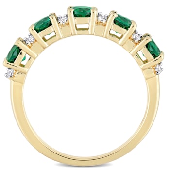 1 2/5 CTW Created Emerald and Created White Sapphire Ring in Yellow Gold
Plated Sterling Silver