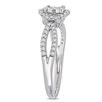1/3 CT TW Diamond Crossover Engagement Ring in Sterling Silver
