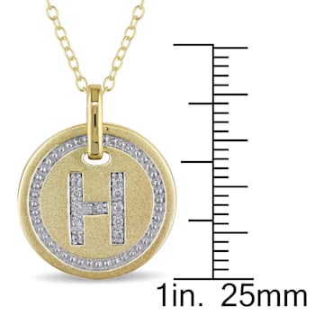 Diamond Accent H-Initial Circle Halo Pendant with Chain in 18K Yellow
Gold Over Sterling Silver